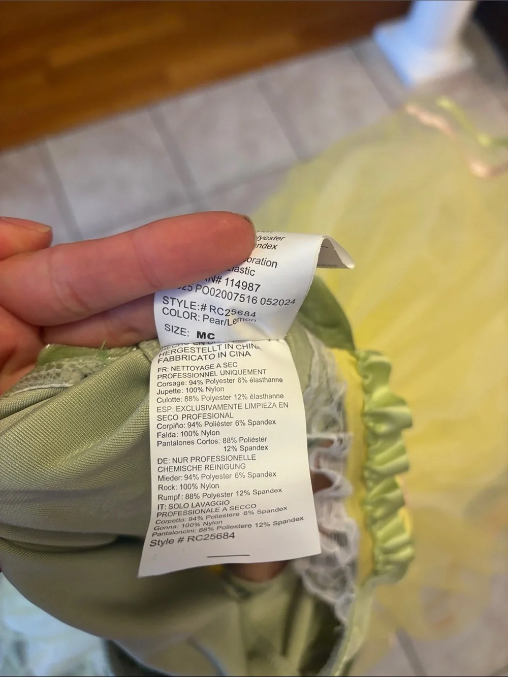 Revolution Green and Yellow Tulle Princess Dance Costume with Pink Trim